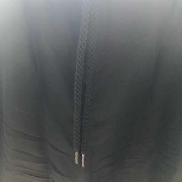 Black silk elastic waist drawstring pants - Picture 4 of 6